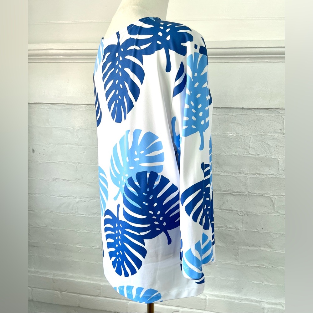 Sailor Sailor Crew Tee Blue Monstera 50 UPF Wicking Sailor Cloth Sun Shirt - Picture 2 of 12
